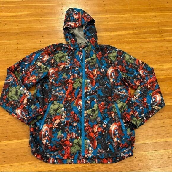 Marvel Gap Kids Graphic Superhero Windbreaker Rain Jacket Lightweight ZipUp Hood - Picture 1 of 5